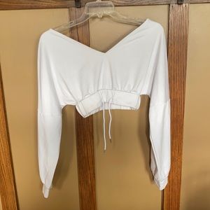 Off shoulder cutoff sweatshirt